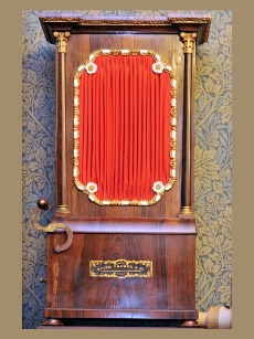 Portable street cylinder piano by Hicks, 22 hammers, 22 trichords. In mahogany case. 